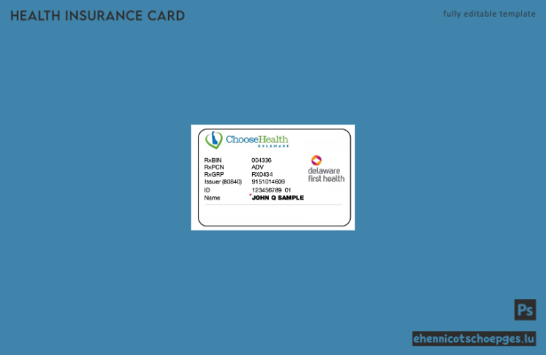 Vorschau einer Beispiel-Krankenversicherungskarte für Delaware